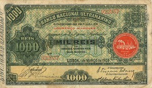 Mozambique - 1,000 Reis - P-32a - 1909 dated Foreign Paper Money